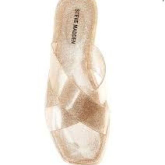 Steve Madden Horizon Cross Band Glitter Sandals- Gold - Picture 8 of 12